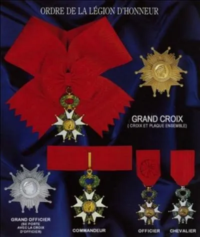 Il y a plusieurs « niveaux » dans l'ordre de la Légion d'honneurs. Quelles sont-ils ?