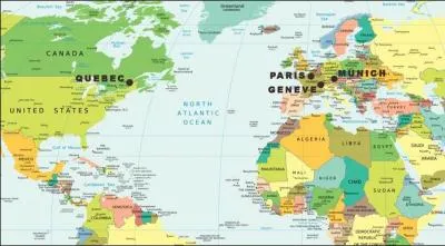 Paris est plus au nord que Québec, Munich et Genève.