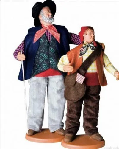 Il avance en ttonnant, la canne leve pour deviner les obstacles. Sa main repose sur l'paule de l'enfant qui lui sert de guide. Quel est le nom de ce santon ?