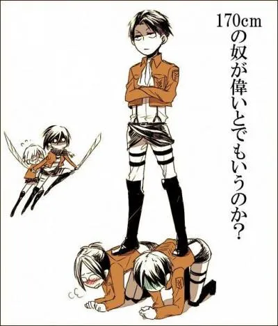 Suite à l'affront subi à la question précédente, Livaï cherche un moyen de devenir plus grand. Quel est-il ?
