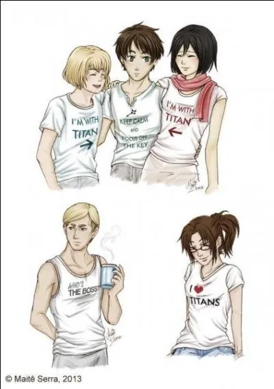 Chaque personnage a enfilé un T-shirt qui lui correspondait le mieux. Qu'est-il écrit sur celui du major Erwin ?