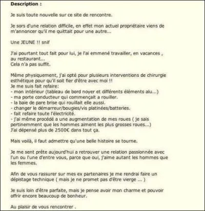 En prenant le temps de lire cette annonce, vous saurez de quoi il retourne et ce que propose cette annonce pleine de poésie...