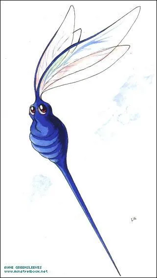 Je mesure un peu plus d'un centimètre de long et suis de couleur bleue. La vitesse à laquelle je vole me rend la plupart du temps invisible. Mes ailles sont accrochées au sommet de ma tête et leur vitesse me font tourner sur moi même. Qui suis-je ?