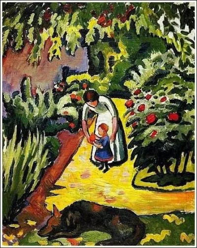 Est-ce Macke qui a peint "Elisabeth dans le jardin avec le chien loup" ?