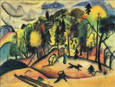 August Macke est-il l'auteur de cette toile intitulée "la forêt" ?