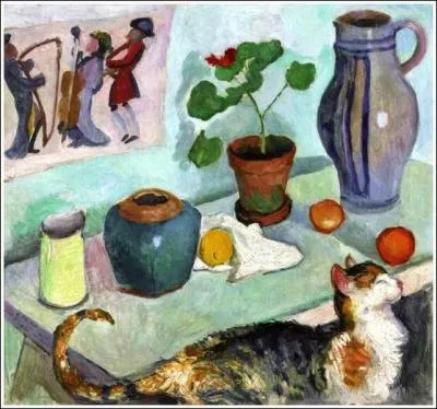 Est-ce August Macke qui a peint "Nature morte au chat" ?