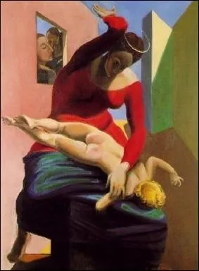 Qui sont les deux personnages représentés avec l'auteur derrière la petite fenêtre, dans ce tableau provoquant et énigmatique de Max Ernst de 1926 intitulé " La Vierge corrigeant l'enfant Jésus devant trois témoins " ?