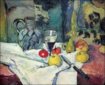 Qui a peint "Pot de grès, verre, fruits et couteau" ?