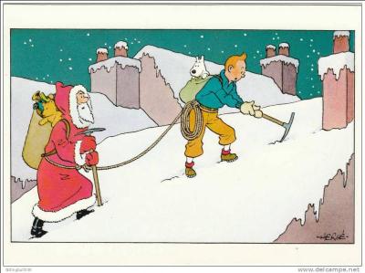 Qui suit Tintin, dans ce déguisement de Père Noël ?
