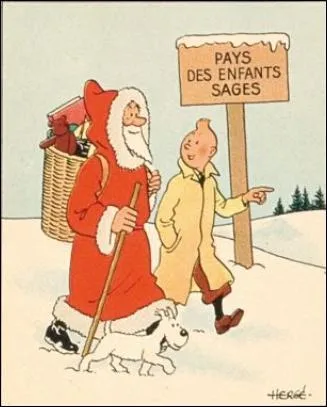 Observons bien celui qui est sous le manteau du Père Noël. Va-t-il boire du champagne pour Noël ?