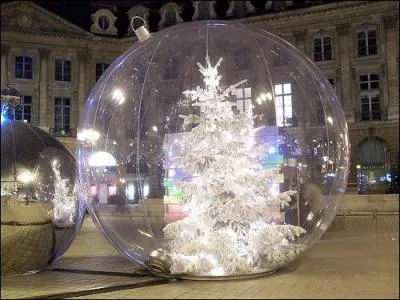 Ordinairement on place les boules dans le sapin et pas l'inverse, mais pas ici. Dans quel pays se trouvait ce sapin boule ?
