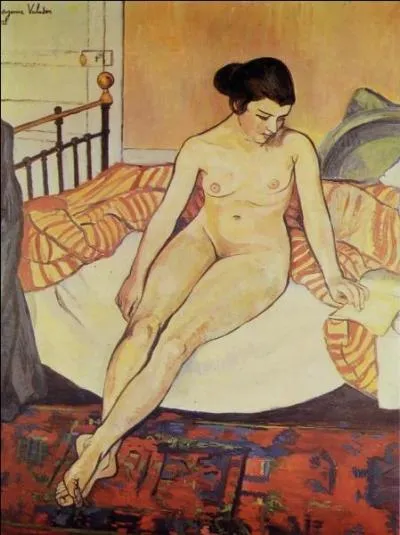 Qui a peint cette femme lisant sur la toile intitulée "Nue à la couverture" ?