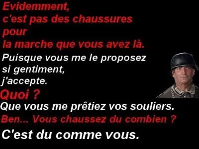 Qui donne la réplique en lettres rouges ?