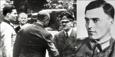 Allons en Allemagne ! Il se nomme Schenk, mais il est connu pour sous un autre nom. C'est un colonel de la Wehrmacht qui fut blessé sur le front de l'est. Il fut le héros malheureux d'une tentative contre Hitler ! Sous quel nom est-il connu ?