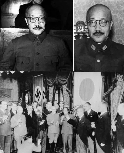 Allons au Japon ! Il est le chef du gouvernement qui d&eacute;cide de lancer l'attaque du 7 d&eacute;cembre 1941. Avant la guerre il a &eacute;t&eacute; plusieurs fois ministre au sein de diff&eacute;rents gouvernements japonais. Suite &agrave; de nombreuses d&eacute;faites, il sera destitu&eacute; en juillet 1944. Il a &eacute;t&eacute; condamn&eacute; &agrave; mort au proc&egrave;s de Tokyo et ex&eacute;cut&eacute;.