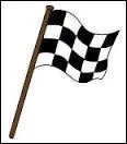 En course automobile, la ligne d'arrivée est signalée par un drapeau à damier noir et blanc.