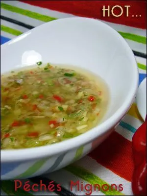 Quelle est cette sauce d'accompagnement du poulet, à base de cive, oignons, aïl, piment, sel, poivre et citrons ?