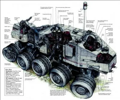Quel véhicule de la République est un immense blindé à dix roues équipé d'un lourd armement ?