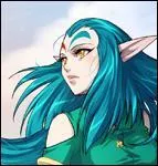 Shimy tient ses cheveux bleus et ses yeux bruns de...