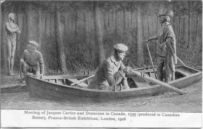 Jacques Cartier est du genre sociable quand il voyage et il invite Donnacona, le grand chef Iroquois, à venir faire un tour de canot comme on le voit sur cette photo. Pauvre Donnacona cette virée en canot signifiera quoi pour lui ?