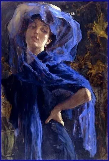 Qui a peint cette belle en bleu ?