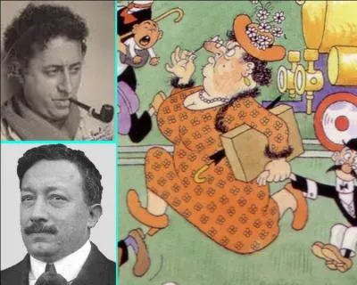 Ses personnages caricaturaux très caractéristiques sont des petits messieurs à chapeaux et de très grosses femmes en robes...