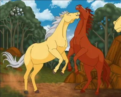 Comment se nomme l'étalon qui se bat contre Thowra ?