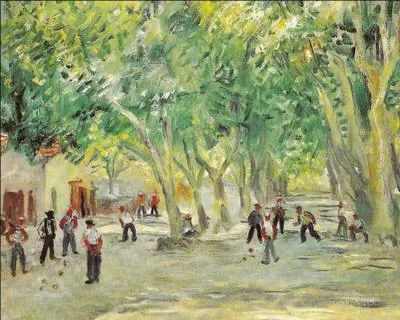Peintre fauve, possédant un atelier à St-Tropez, il a réalisé ce tableau intitulé "Les joueurs de boules, Place des Lices"...