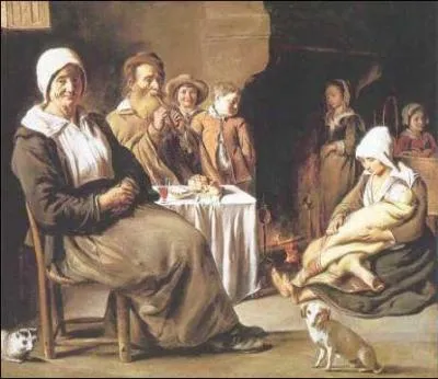 Qui a peint "Intérieur paysan au vieux joueur de flageolet" ?