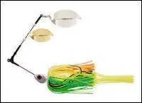 Leurre venant des Etats-Unis et initialement destiné au black-bass. Il est constitué de une ou deux palettes tournantes et d'une jupe en élastomère.
Comment se nomme-t-il ?