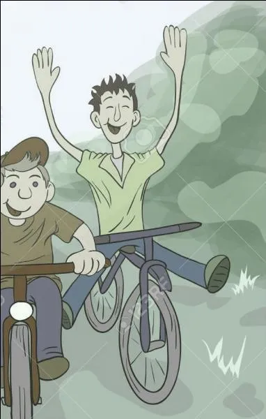 Toto expérimente sa nouvelle bicyclette et fait le tour de la maison à toute vitesse, au premier passage il ne tient pas le guidon et crie "Maman ! sans les bras" ! au 2ème tour il s'exclame "Maman ! Sans les jambes ! ", et que s'écrie-t-il au 3ème tour ?