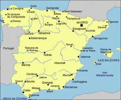 Tout est bien au bon emplacement sur cette carte de l'Espagne ?