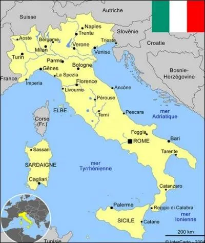 Sur cette carte, Rome et Naples sont au mauvais emplacement.
