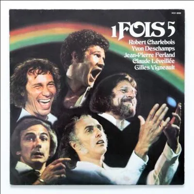 2 ans plus tard un nouveau concert allait réunir cette fois 4 grands de la chanson et 1 géant de l'humour sur le Mont-Royal pour la fête nationale des Québécois ou Saint-Jean Baptiste. Qui étaient les 5 réunis ?