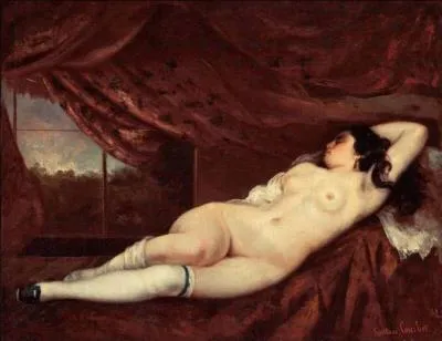 Qui a peint "Femme nue et couchée sur fond rouge" ?