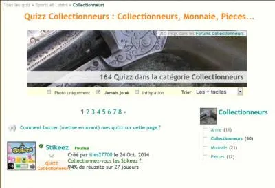 Plus difficile, laquelle de ces catégories contient le moins de quiz ?