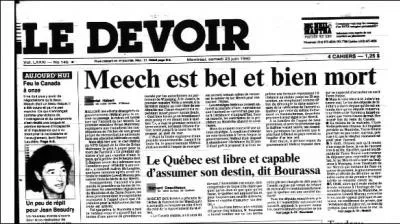 Voici un lac clbre, le lac Meech, en 1987 il fut au centre de ngociations clbres. Quel but visaient ces ngociations qui se droulrent sur ce lac situ au Qubec ? (la photo rvle la rponse)