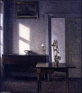 Qui a peint  Intrieur avec plante en pot sur la table  cartes  ?