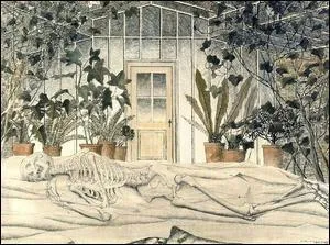 Qui a peint  Hiver, squelette dans une serre  ?