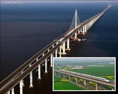 Avec ses 164 kilomètres, c'est le plus long pont ferroviaire au monde. Dans quel pays cette oeuvre fut-elle construite et mise en service en 2011 ?