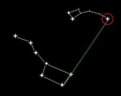 Cette étoile appartient à la deuxième constellation de l'image. Celle-ci ressemble à la première, mais est inversée. C'est ... .