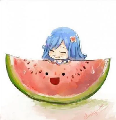 Quel fruit est en train de manger Jubia ?