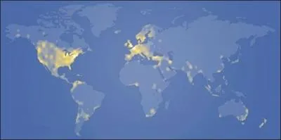 Voici une carte bien étrange puisqu'elle montre le nombre d'utilisateurs par pays d'un réseau social. Lequel ?