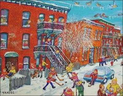Pour finir le rêve, si vous vous promenez dans les rues de Montréal, vous verrez partout dans les quartiers populaires des enfants joués au hockey. Qui a peint cette scène éternelle de nos rues ?