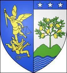 Voici le blason d'une ville des Alpes-Maritimes. Surnommée "la Perle de la France", elle est connue notamment pour sa célèbre fêtes des citrons. Il s'agit de la ville de ...