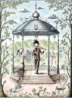 Voici la première illustration des amoureux de Raymond Peynet . Il fut inspiré d'un kiosque, dans quelle ville se trouve-t-il ?