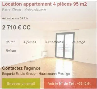 Si l'on se réfère à cette annonce du parc locatif privé, à combien évaluez-vous son loyer ?