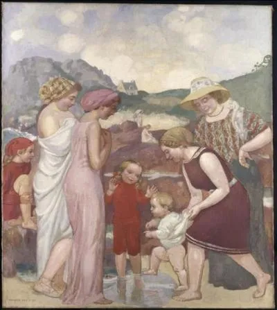 Qui a peint "Les Premiers Pas" dit aussi "Famille au bord de la mer" ?
