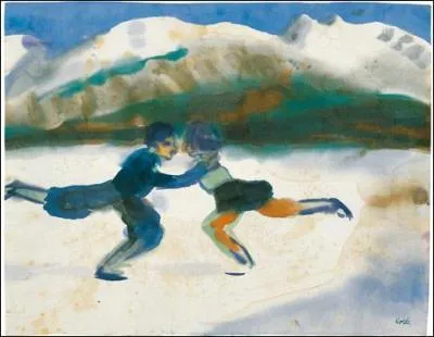 Qui a peint "Patineurs sur un lac de montagne" ?