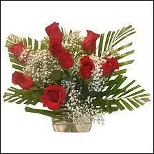 Regardez bien cette composition faite de roses rouges et de ... (ne vous occupez pas du feuillage)